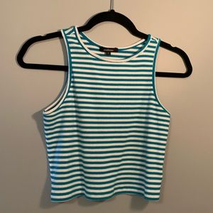 Blue Striped Crop Top